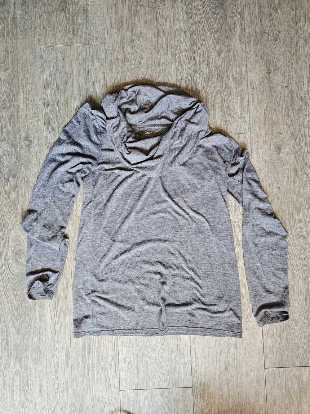 GAP Heather Gray Cowl Neck Long Sleeve Top